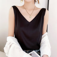 Damen V-Ausschnitt Satinbluse WW
