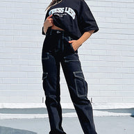 Damen Cargo-Hose mit elastischem Bund und praktischen Taschen WW