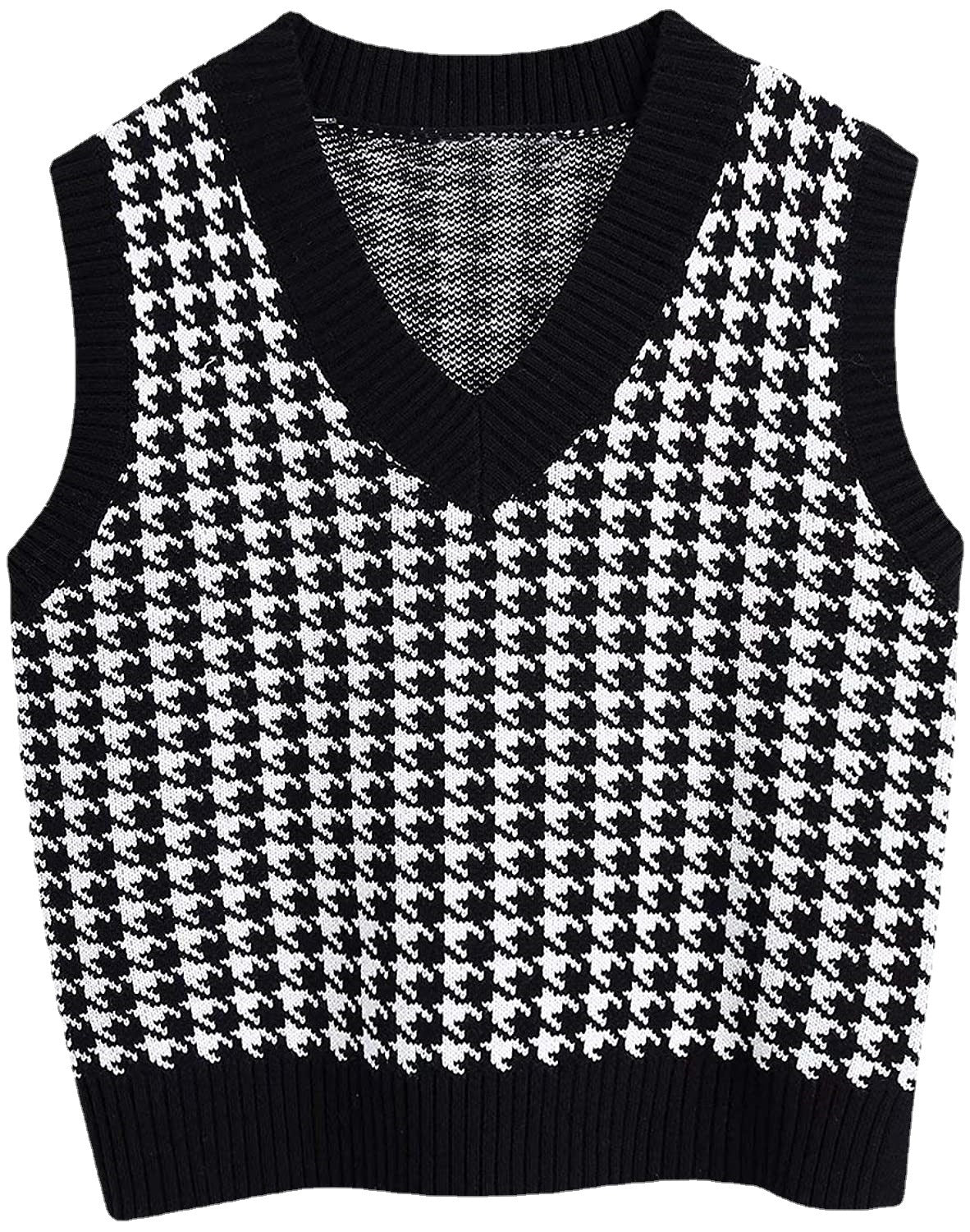 Damen Strickweste mit modernem Hahnentritt-Muster WW