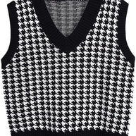 Damen Strickweste mit modernem Hahnentritt-Muster WW