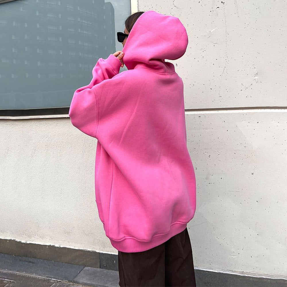 Damen Bequemer oversized Kapuzenpullover mit Kängurutasche WW