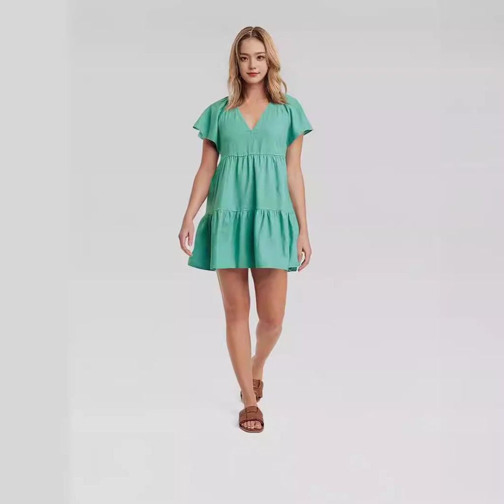 Damen Sommerkleid mit voluminösen Ärmeln WW