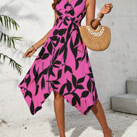 Damen Knielanges Kleid mit floralem Muster und Wickeldetail W&W