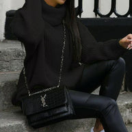 Damen Oversized Pulli mit hohem Kragen und Struktur WW