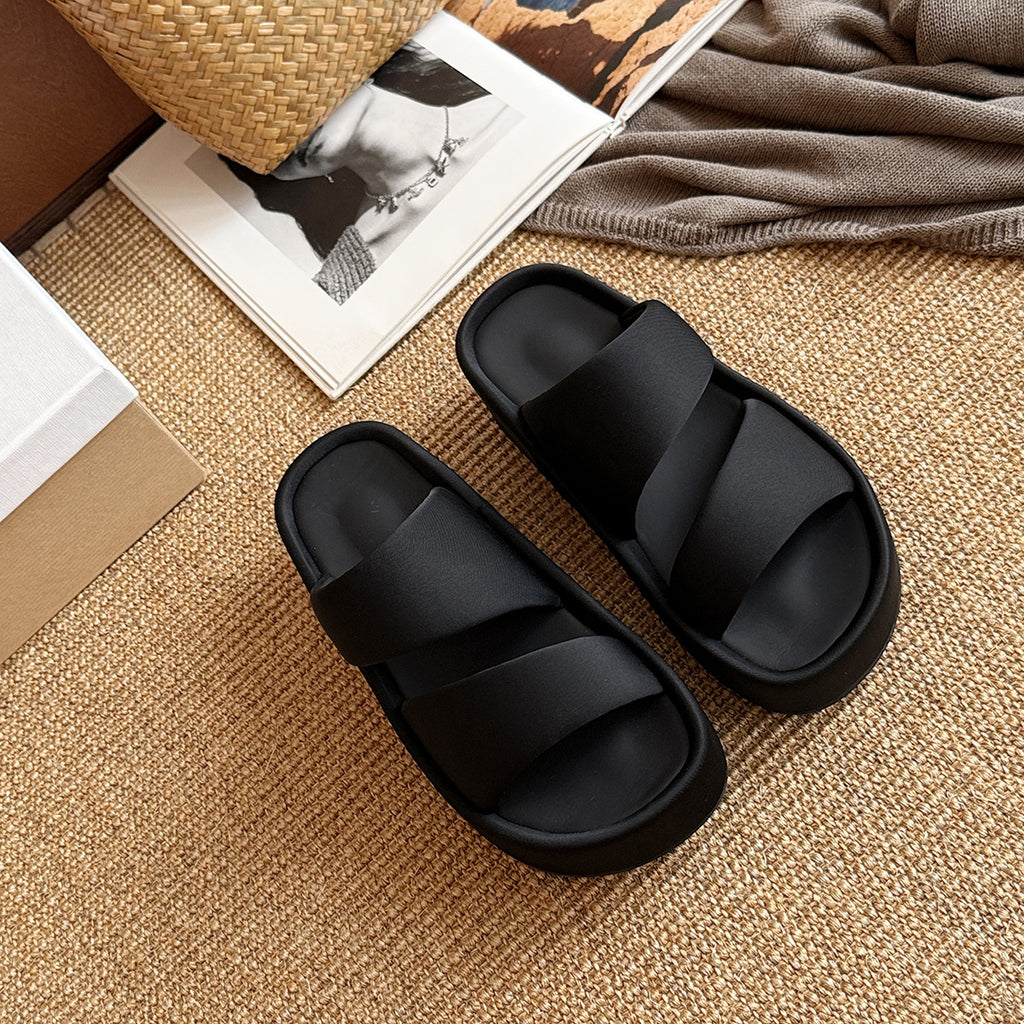 Damen Cross-Band Komfort Slide Sandalen WW
