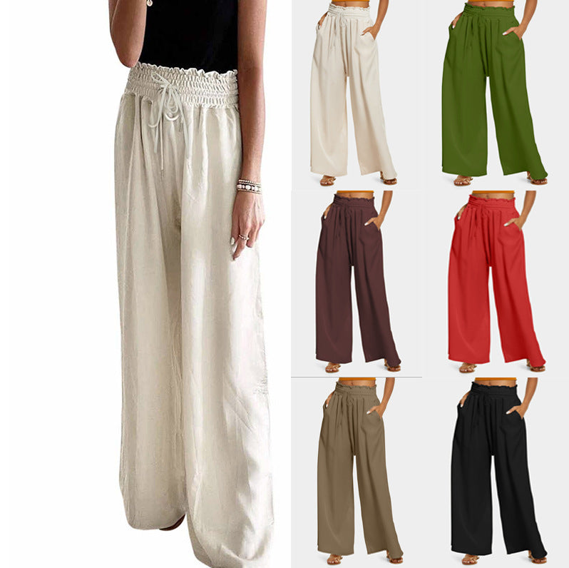 Damen Weit geschnittene Hose mit elastischem Bund und praktischen Taschen WW