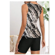 Damen Sportliches Tankini-Set mit verstellbaren Shorts WW
