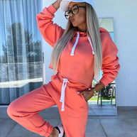 Damen sportliches Cropped Hoodie und Jogginghose-Set WW