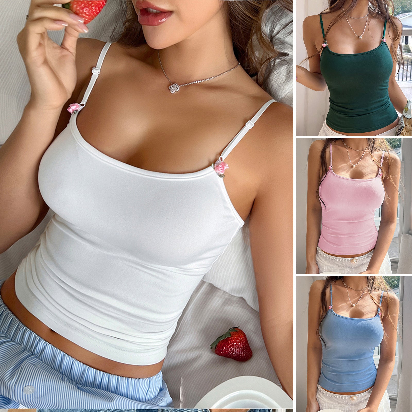 Damen trendiges Spaghetti-Top aus weichem Stretchmaterial WW