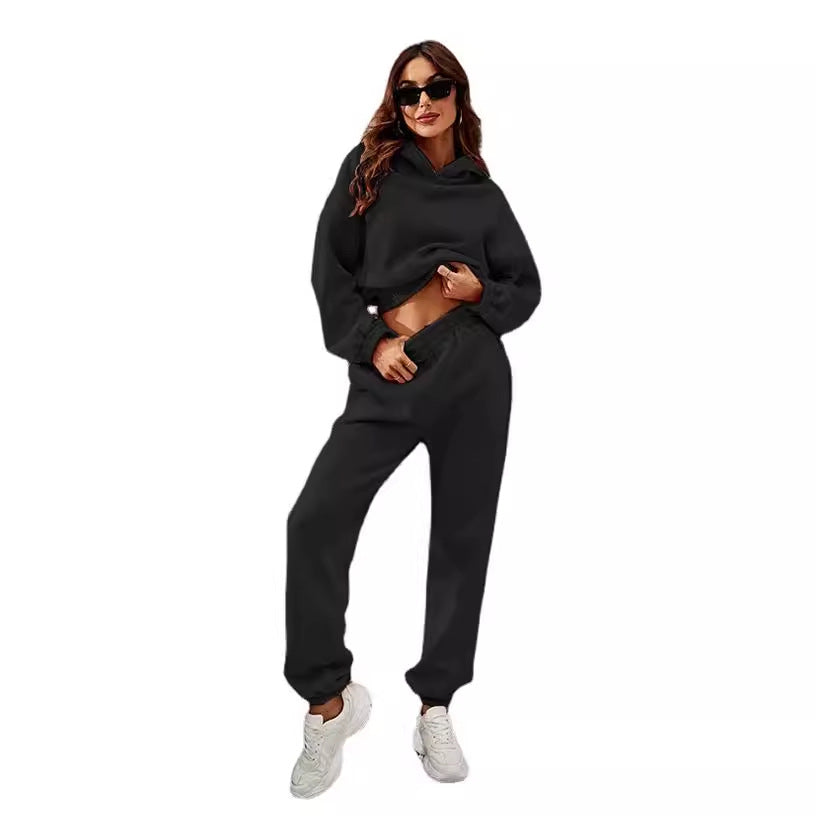 Damen bequeme Sweatpants mit Kapuze und Raffung WW