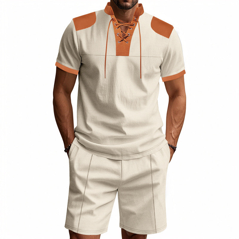 Herren Polo-Shirt mit einzigartigem Schnürdesign und passenden Shorts WW