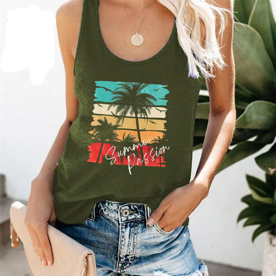 Damen ärmelloses Freizeitshirt mit trendigem Grafikdesign WW
