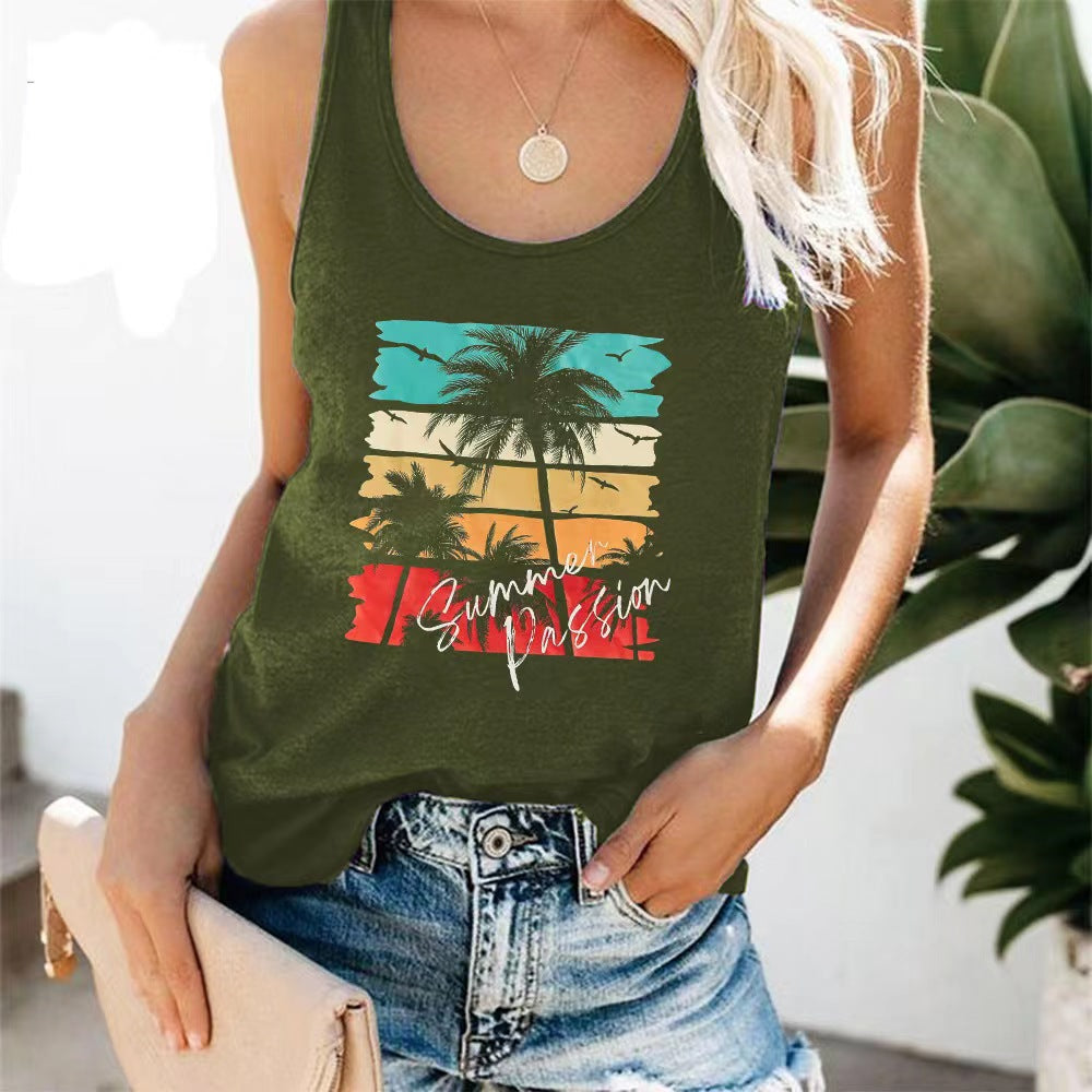 Damen ärmelloses Freizeitshirt mit trendigem Grafikdesign WW