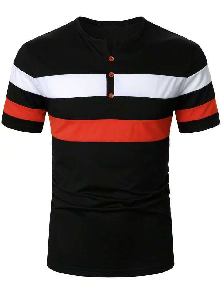 Herren Kurzarm Poloshirt mit modischem Streifenmuster WW