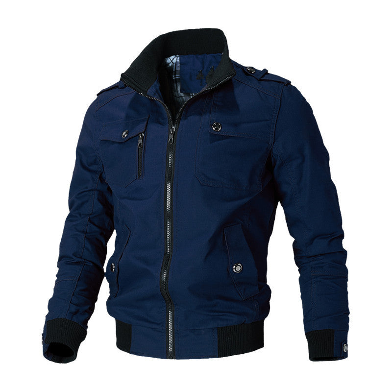 WW | Klassische Utility Jacke Für Herren Mit Reißverschlusstaschen