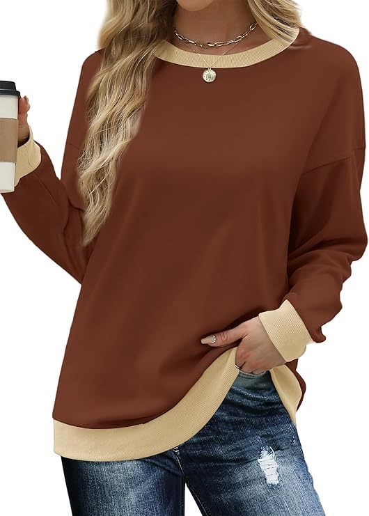 Damen Bequemer Pullover mit Kontrastbündchen WW