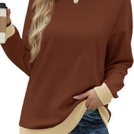 Damen Bequemer Pullover mit Kontrastbündchen WW