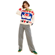 Damen Strickpullover mit Tiermotiv und farbenfrohen Akzenten WW