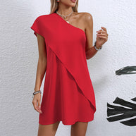 Damen asymmetrisches Party-Kleid mit einem Schulterdesign WW