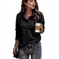 Damen sportlicher Pullover im Vintage-Style mit Stehkragen und Druckknöpfen WW