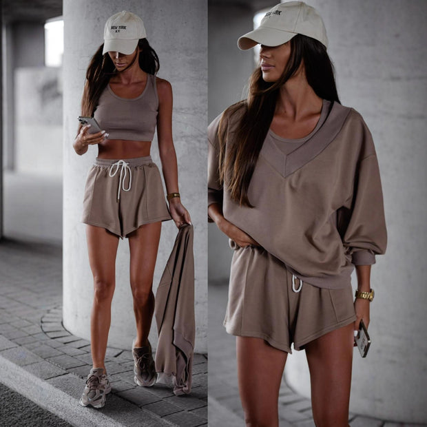 Damen Sportliches Kurzarm-Set WW