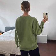 Damen Pullover mit weitem Schnitt aus feinem Strickmaterial WW