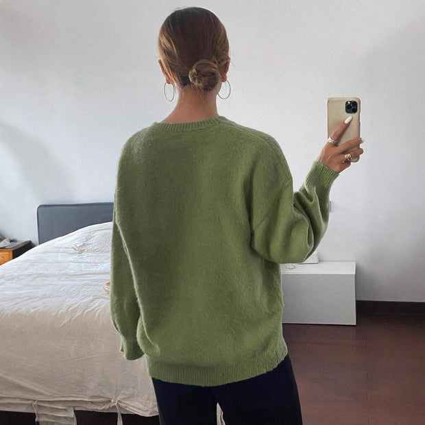 Damen Pullover mit weitem Schnitt aus feinem Strickmaterial WW