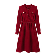 Damen Strickkleid mit eleganter Rückenansicht und hochgeschlossenem Kragen WW