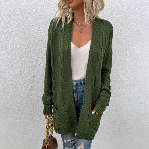 Damen Strickjacke mit tiefem V-Ausschnitt und Taschen WW
