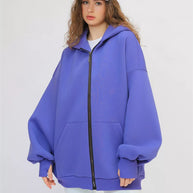 Damen Oversized Kapuzenjacke mit durchgehendem Reißverschluss und extrem bequemem Schnitt WW