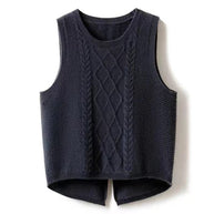 Damen Ärmellose Strickweste mit Zopfmuster und modernen Details WW