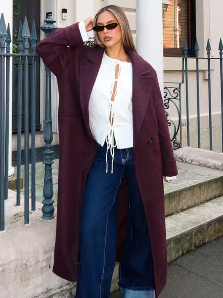 Damen Schicke Übergröße Wollmantel WW