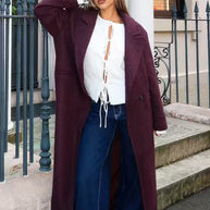 Damen Schicke Übergröße Wollmantel WW