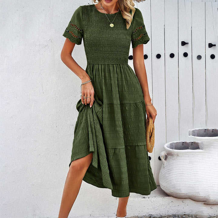 Damen Midikleid mit Puffärmeln und elastischem Oberteil W&W Mode
