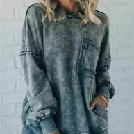 Damen Bequemer Oversized Sweatshirt mit Taschen WW