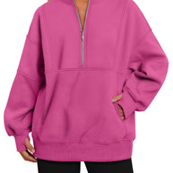Damen Sportlicher Hoodie mit hohem Kragen und Reißverschluss WW
