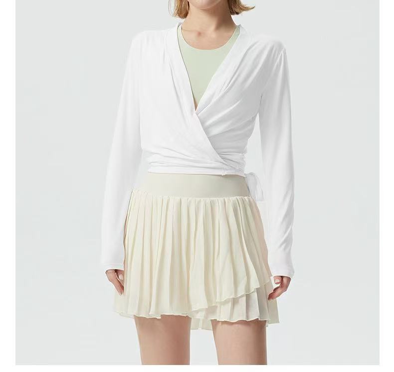 Damen sportliche Langarmjacke mit Wickeldesign und elastischem Bund WW