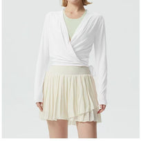 Damen sportliche Langarmjacke mit Wickeldesign und elastischem Bund WW