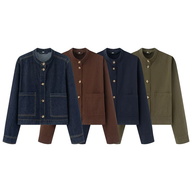 Damen Baumwolljacke mit Knopfleiste und praktischen Taschen WW