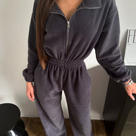 Damen bequemer und stylischer Fleece-Jumpsuit WW