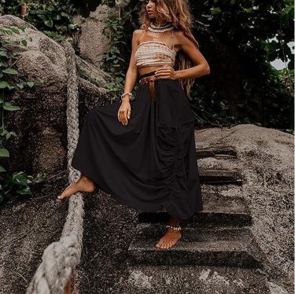 Damen Weit geschnittene Sommerhose mit praktischen Taschen und verspielten Raffungselementen WW