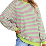 Damen lässiger Sweater mit breiten Streifen WW