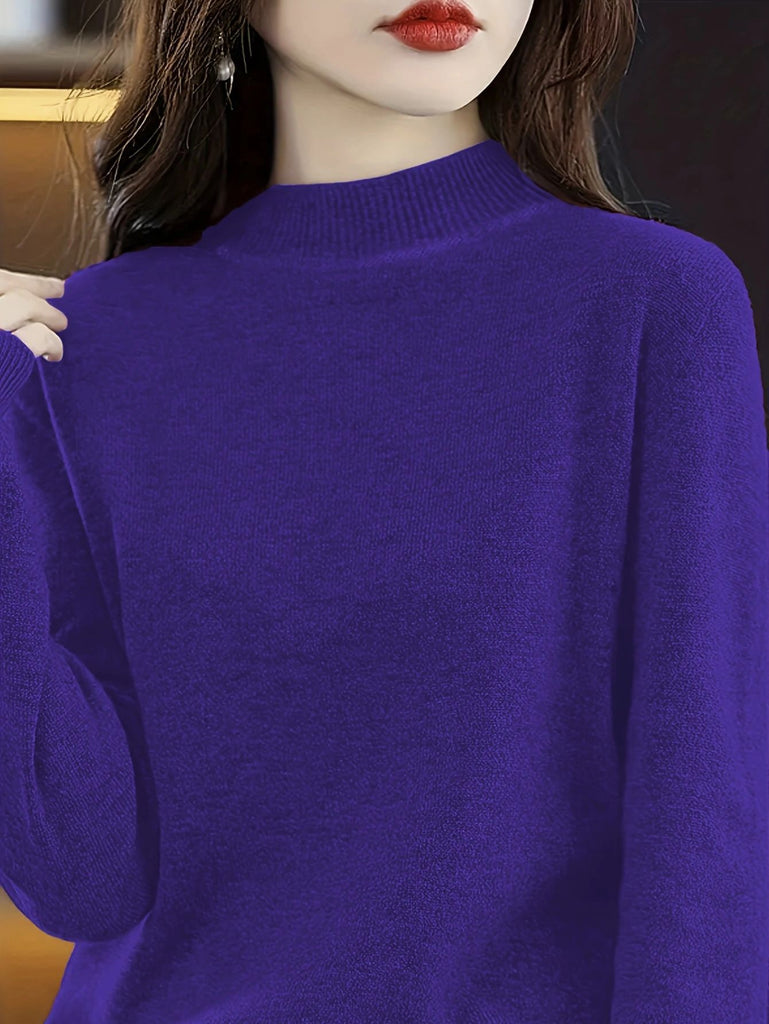 Damen Hochwertiger Pullover mit Stehkragen aus feinem Strick WW