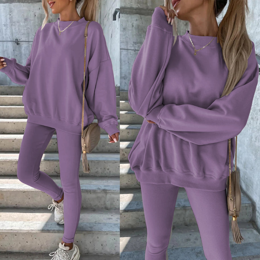 Damen Sportlicher Freizeitanzug mit oversized Sweatshirt und enganliegenden Leggings WW