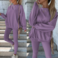 Damen Sportlicher Freizeitanzug mit oversized Sweatshirt und enganliegenden Leggings WW