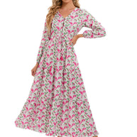 Damen Maxikleid mit feinem Paisleymuster und eleganter Knopfleiste WW