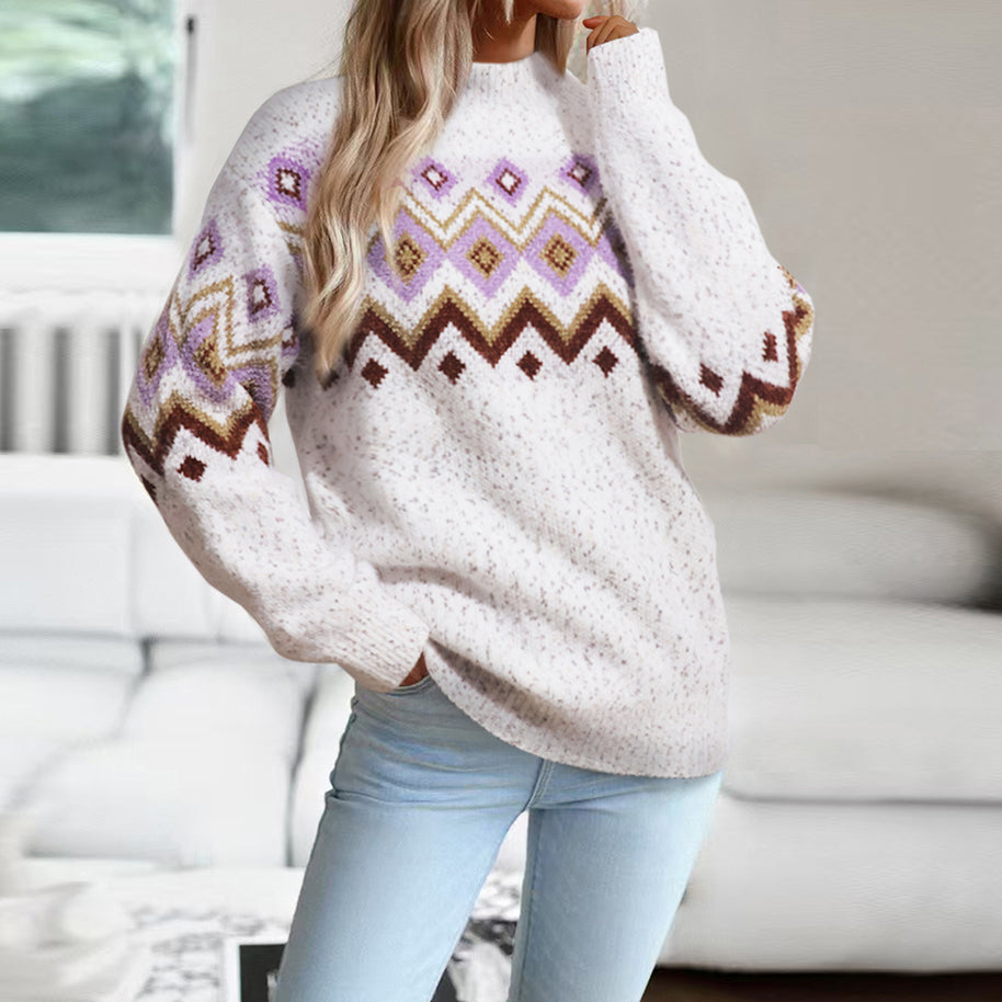 Damen Strickpullover mit geometrischem Muster WW