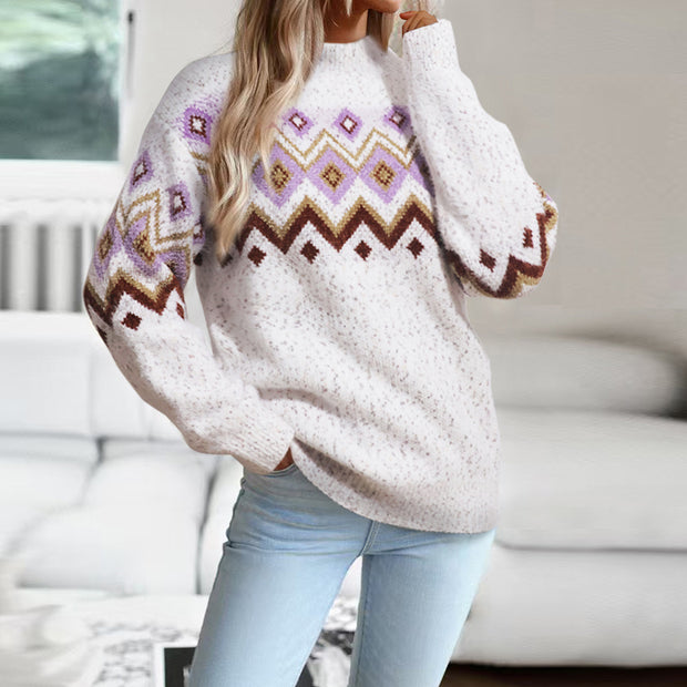 Damen Strickpullover mit geometrischem Muster WW