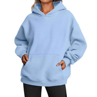 Damen oversized Kapuzenpullover aus weichem Baumwollmix mit praktischen Taschen WW