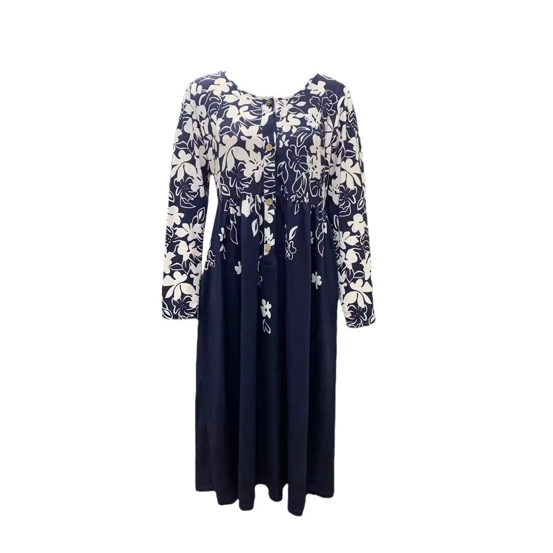 Damen Boho Maxikleid mit floralem Print und knöpfbarem Oberteil WW